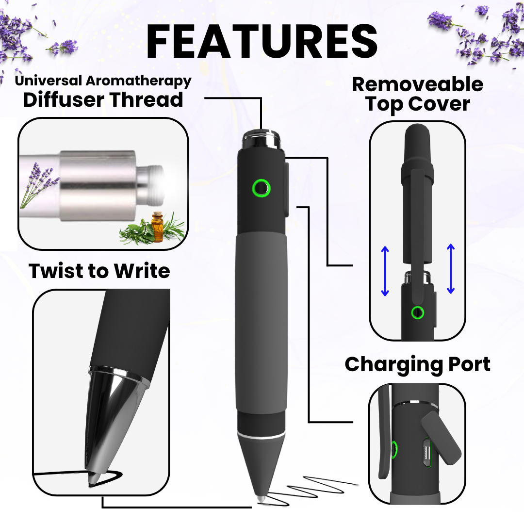 Discreet Pen Portable Aromatherapy Diffuser, Roller Ball Pen with Rubber Paint Finish, Nice Fancy EDC Rollerball Pens for Writing Note Taking Signature, Good Pen Set Gifts Christmas Birthday