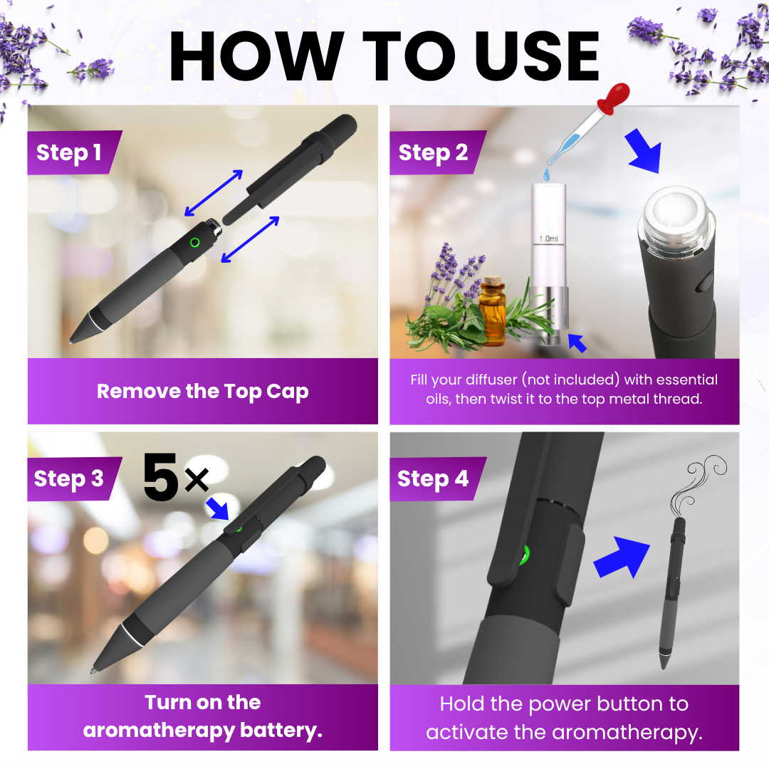 Discreet Pen Portable Aromatherapy Diffuser, Roller Ball Pen with Rubber Paint Finish, Nice Fancy EDC Rollerball Pens for Writing Note Taking Signature, Good Pen Set Gifts Christmas Birthday