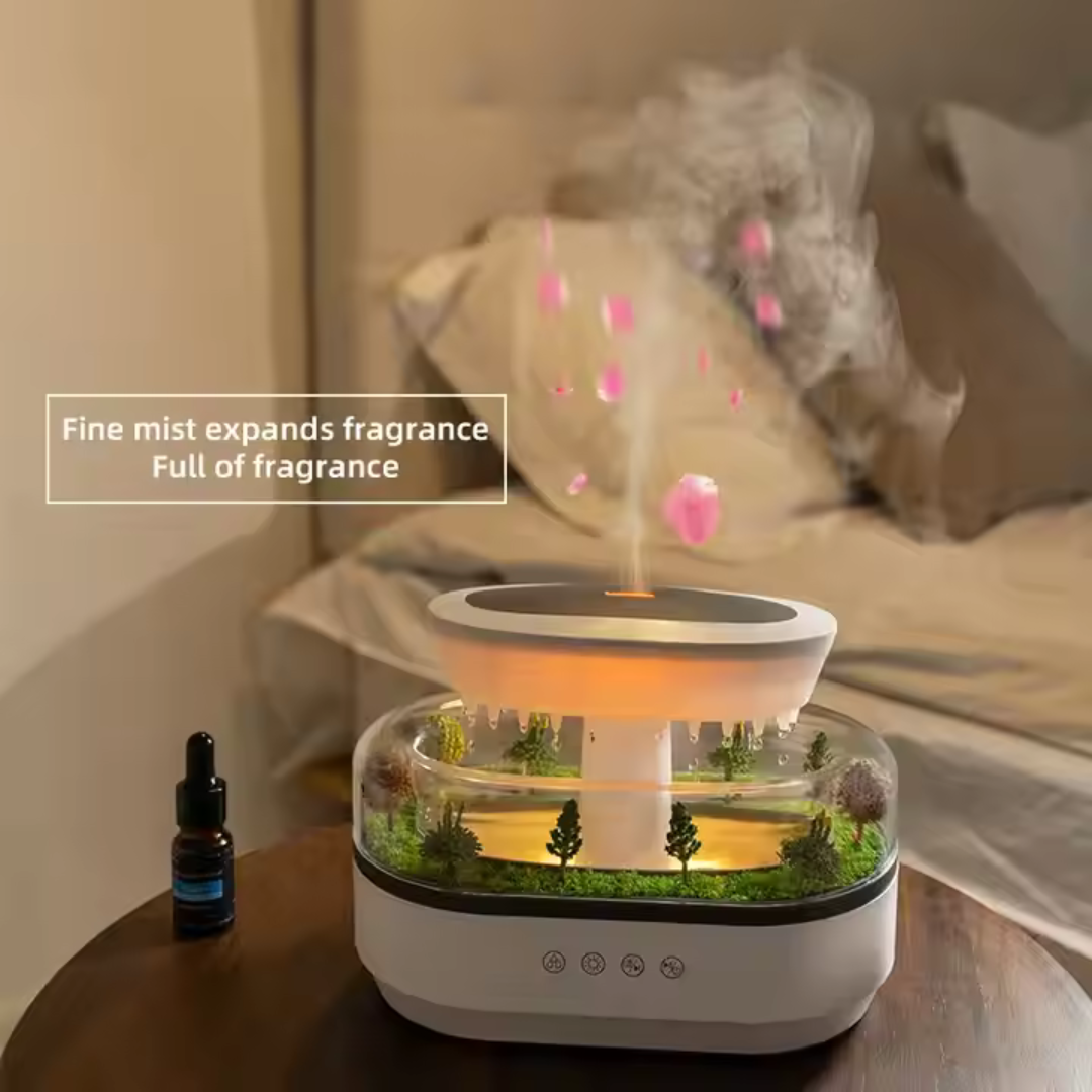 Rain Cloud Air Humidifier with 7 LED Lights & Essential Oil Diffuser for Bedroom
