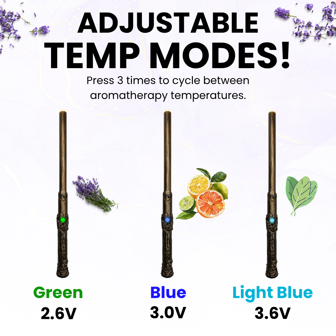 Aromatherapy Wand Diffuser - Battery with Button Activation - Portable & Rechargeable