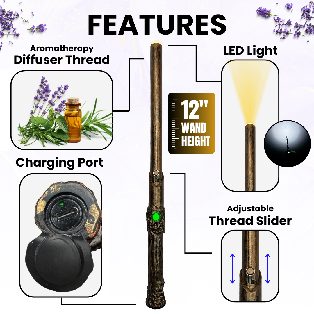 Aromatherapy Wand Diffuser - Battery with Button Activation - Portable & Rechargeable